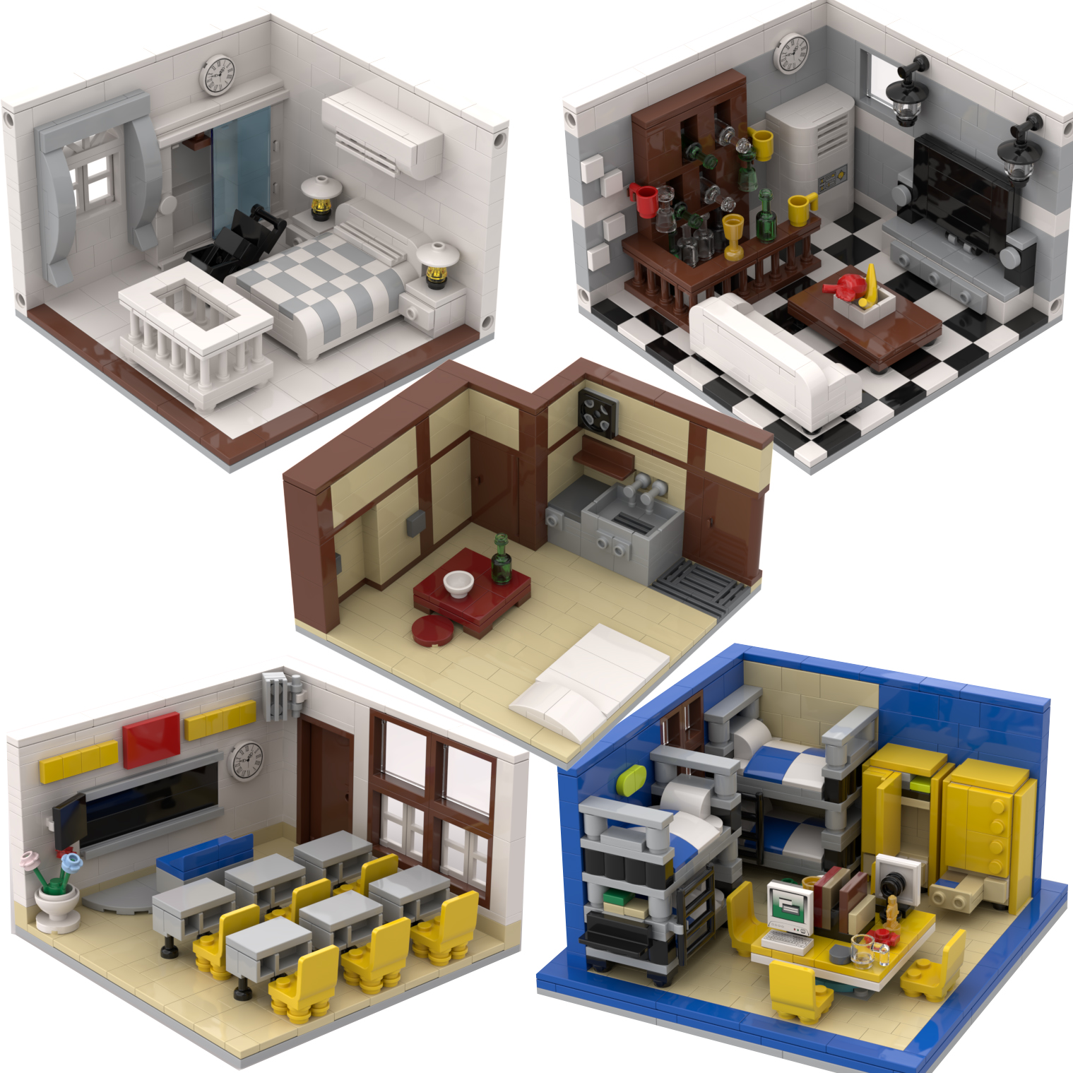 Retro Gaming Lego - MOC City House Room Building Blocks