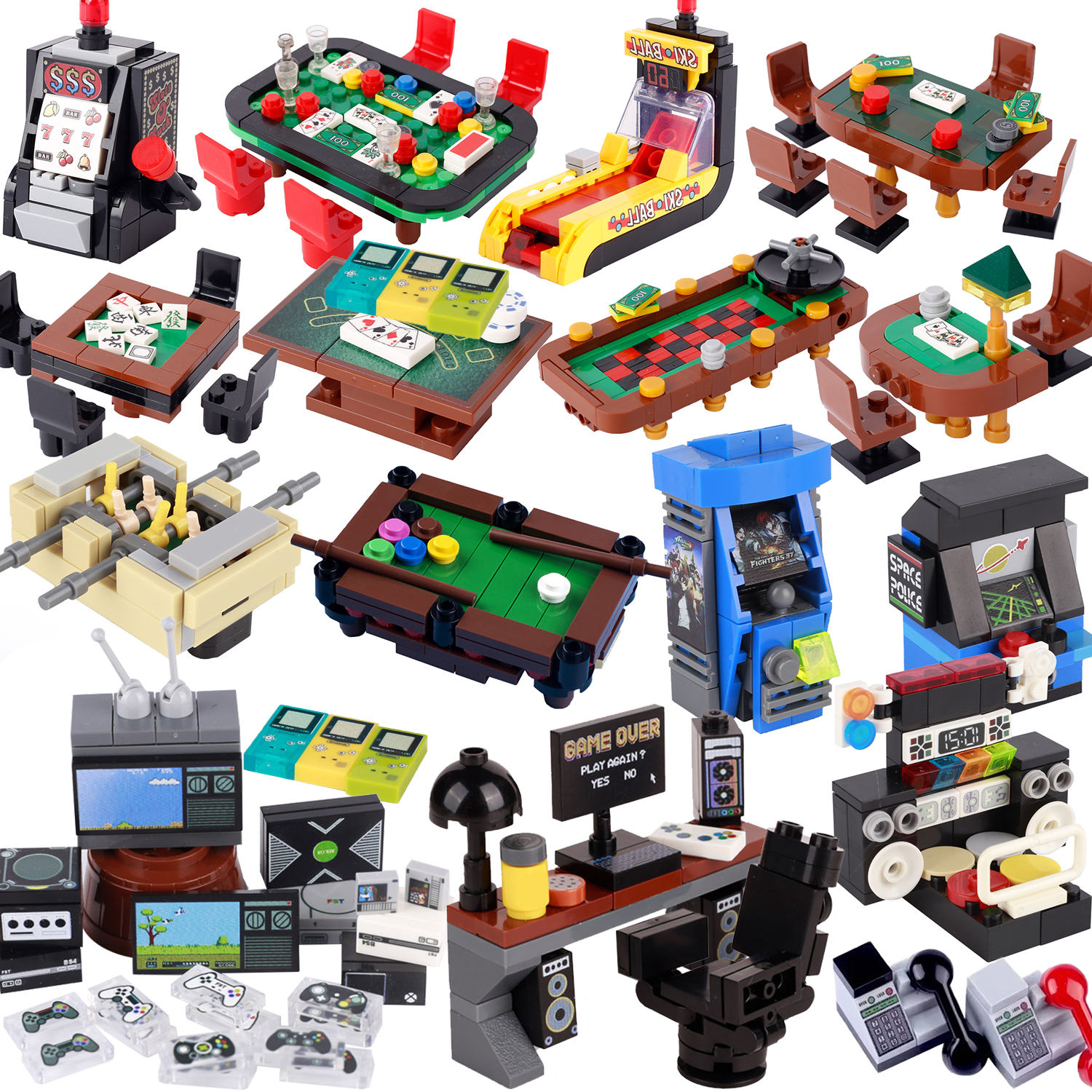 Retro Gaming Lego - MOC City Poker Table Slots Ski