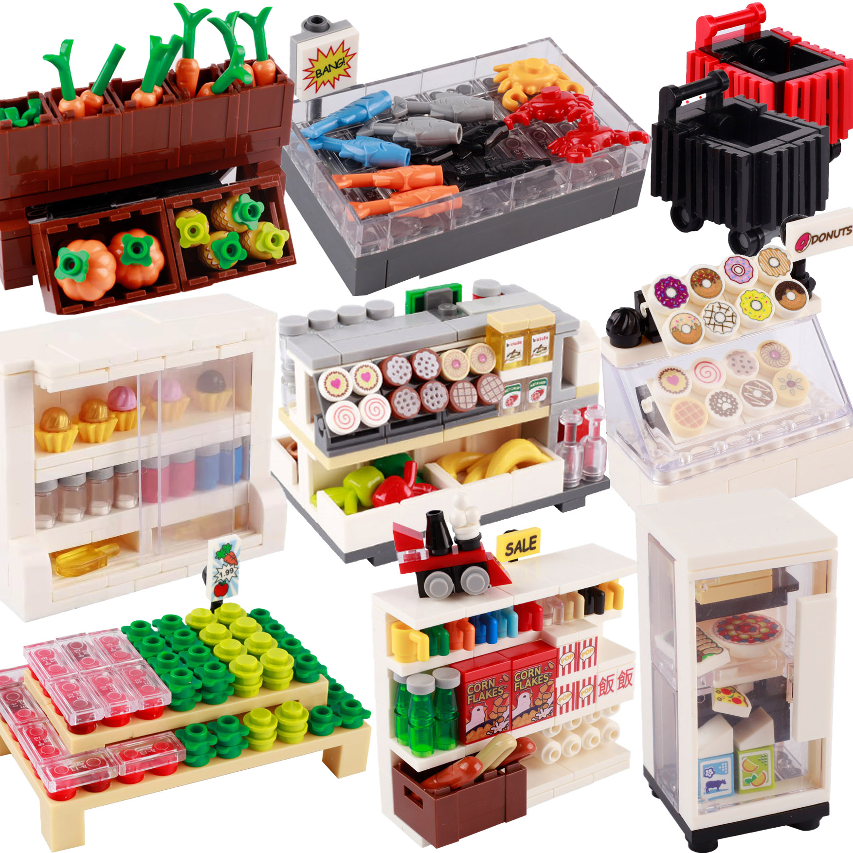 Retro Gaming Lego - MOC City Supermarket Building Blocks Fresh