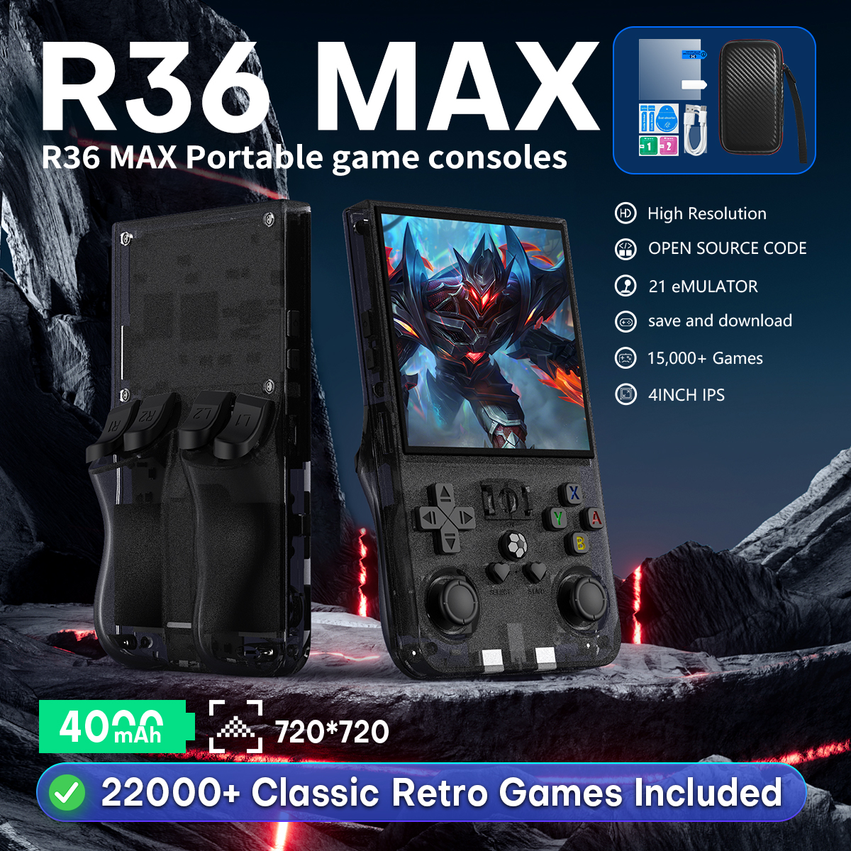 Open Source R36MAX Portable Vi - مراجعة Retro Gaming Com وسعره