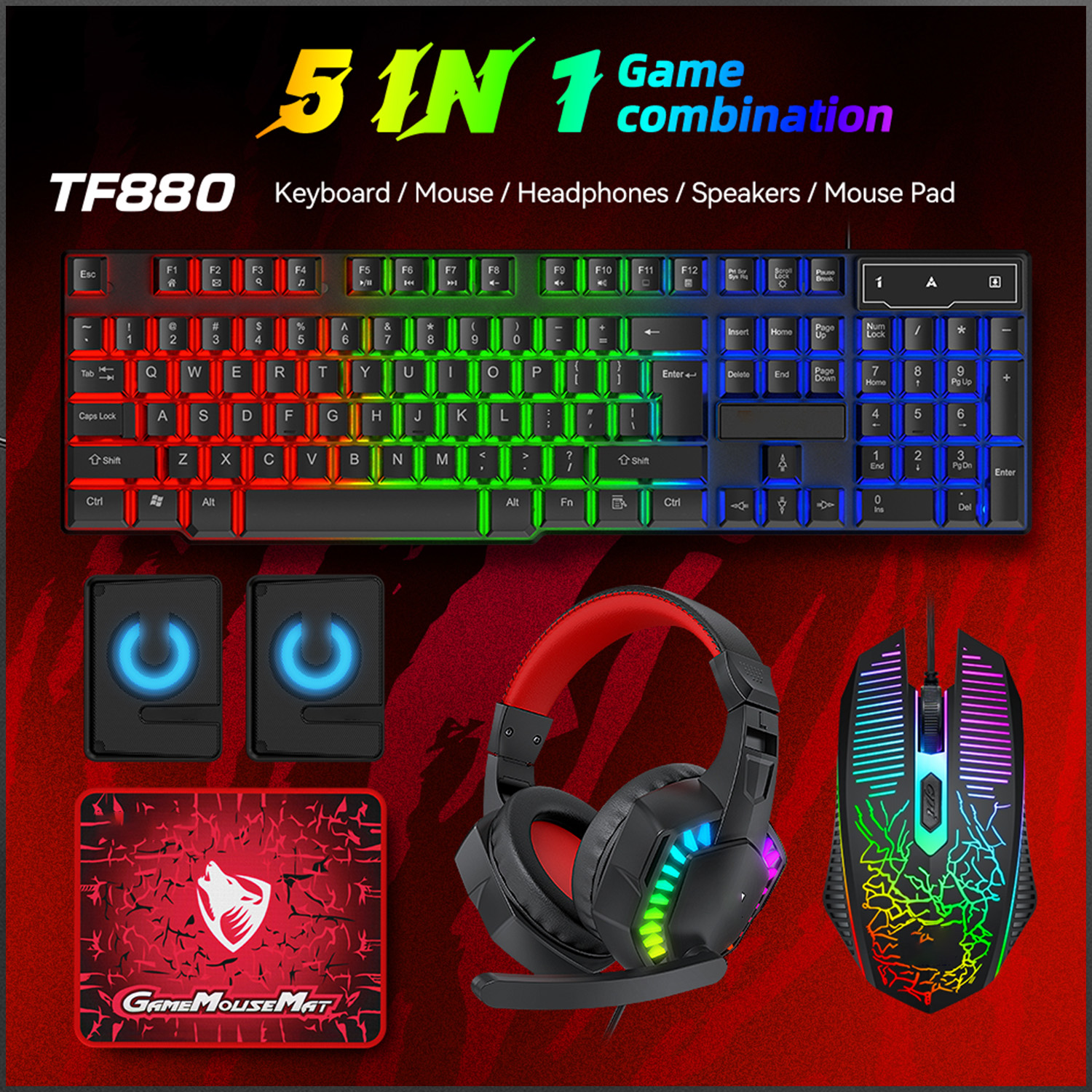 5-in-1 Set Gaming Combo Keyboa - مراجعة Retro Gaming Accessories وسعره