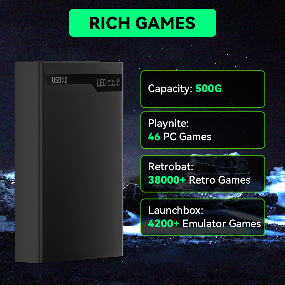 MIX500G Game Hard Drive With 3 - مراجعة Retro Gaming Xbox وسعره